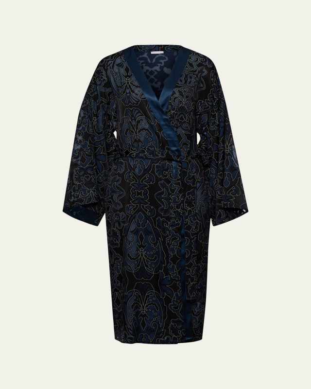 Marlene Damask-Print Kimono Rob